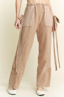 J.HER Mineral Wash Side Ribbon Bow pants-Pants-Rae Collective, Women's Online Fashion Boutique Located in Phoenix, Arizona (Scottsdale Area)