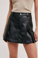 Front Pleated Faux Leather Skort-Skirts-Rae Collective, Women's Online Fashion Boutique Located in Phoenix, Arizona (Scottsdale Area)
