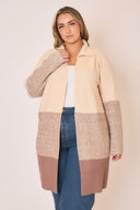 Waffle Knit Color Block Wide Collar Cardigan-Cardigans-Krush Kandy, Women's Online Fashion Boutique Located in Phoenix, Arizona (Scottsdale Area)