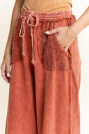 J.HER Mineral Wash Wide Pants with Raw Hem Frayed Details-Pants-Krush Kandy, Women's Online Fashion Boutique Located in Phoenix, Arizona (Scottsdale Area)