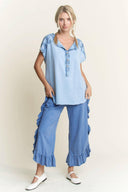MineralWash fun Side Ruffle Croppped pants HP5796-Krush Kandy, Women's Online Fashion Boutique Located in Phoenix, Arizona (Scottsdale Area)