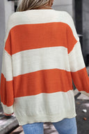 Harvest Stripe V-Neck Sweater-Sweaters-Krush Kandy, Women's Online Fashion Boutique Located in Phoenix, Arizona (Scottsdale Area)