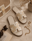 Raffia Layered Cut Out Design Sandals