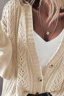 Openwork Button Up Long Sleeve Cardigan-Sweaters-Rae Collective, Women's Online Fashion Boutique Located in Phoenix, Arizona (Scottsdale Area)