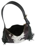 Wild West Fringe Cow Print Hobo Bag