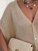 V-Neck Button Up Short Sleeve Cardigan-Tops-Rae Collective, Women's Online Fashion Boutique Located in Phoenix, Arizona (Scottsdale Area)