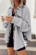 Plaid Button Down Collared Jacket-Rae Collective, Women's Online Fashion Boutique Located in Phoenix, Arizona (Scottsdale Area)