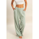 Acid Wash French Terry Wide-Leg Pants
