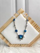 Indigo Blue Dahlia Crystal Necklace Bag 19