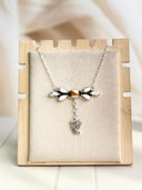 Deer Fawn & Angel Dahlia Butterfly Drop Necklace