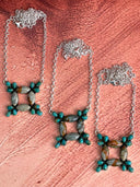 Desert Sage Jasper Square Halo Necklace