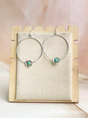 Sterling Flower Single Stone Hoops-Earrings-Krush Kandy, Women's Online Fashion Boutique Located in Phoenix, Arizona (Scottsdale Area)