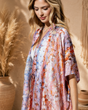 Abstract Print Silky Feel Kimono