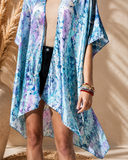 Abstract Print Silky Feel Kimono