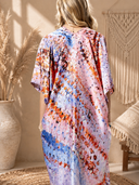 Abstract Print Silky Feel Kimono