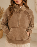 Acid Wash Half Zip Pullover