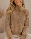Acid Wash Half Zip Pullover