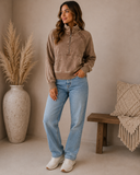 Acid Wash Half Zip Pullover