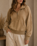 Acid Wash Half Zip Pullover