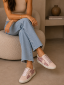 Alex - Star Lace-up Checkered Sneakers With Gold Contrast