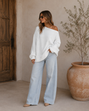 Asymmetric Drop Shoulder Sweater