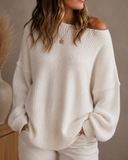 Asymmetric Drop Shoulder Sweater