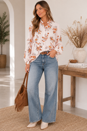Autumn Bloom Satin Blouse