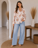Autumn Bloom Satin Blouse