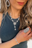 Set The Tone Sterling Concho Lariat Necklace-Lariat and Y Necklaces-Rae Collective, Women's Online Fashion Boutique Located in Phoenix, Arizona (Scottsdale Area)