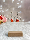 Desert Coral Dahlia Slab Hoop Earrings