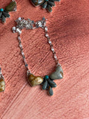 Desert Sage Jasper Heart Bar Necklace