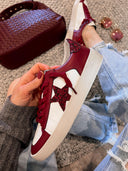 Stardust Glam: Burgundy Glitter Star Sneakers-Sneakers-Rae Collective, Women's Online Fashion Boutique Located in Phoenix, Arizona (Scottsdale Area)