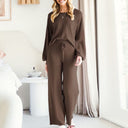 LUXE Soft Long Sleeve & Wide Leg Pant Lounge Set-Pants-Krush Kandy, Women's Online Fashion Boutique Located in Phoenix, Arizona (Scottsdale Area)