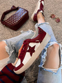 Stardust Glam: Burgundy Glitter Star Sneakers-Sneakers-Krush Kandy, Women's Online Fashion Boutique Located in Phoenix, Arizona (Scottsdale Area)