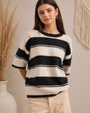 Harbor Stripe Half Sleeve Knit Sweater