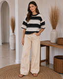 Harbor Stripe Half Sleeve Knit Sweater