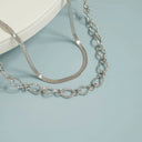 Hammered Oval Pendant Chain Necklace