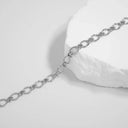 Hammered Oval Pendant Chain Necklace