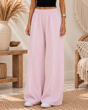 Black Contrast Piping Wide Leg Pants