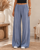 Black Contrast Piping Wide Leg Pants
