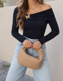 Black Off Shoulder Long Sleeve Top