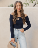 Black Off Shoulder Long Sleeve Top