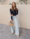 Black Off Shoulder Long Sleeve Top