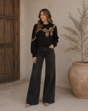 Black Sequin Bow Holiday Sweater