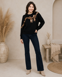 Black Sequin Bow Holiday Sweater