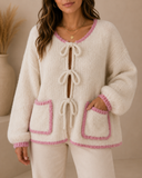 Blissful Bow Contrast Pocket Cardigan