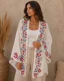 Blooming Anemone Embroidered Kimono