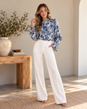 Serenity Bloom: Floral Flounce Sleeve Blouse (2 Colors)