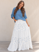 Blue Sweater, Floral Tiered Skirt.png