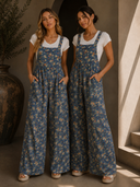 Bluebell Charm Floral Denim Jumpsuit
